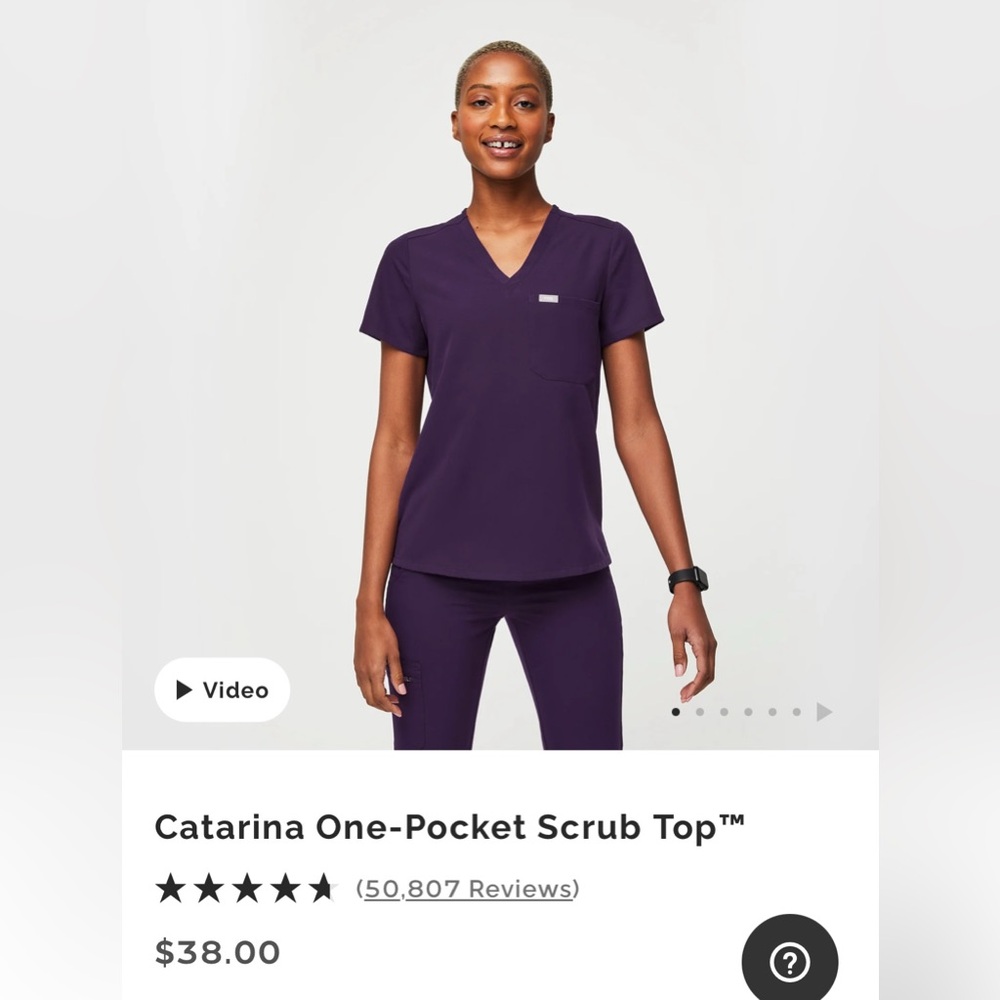 Figs One-Pocket Scrub Top - Purple Jam